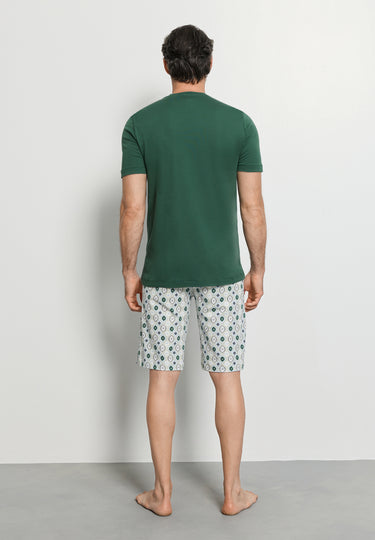 Night And Day Crew Neck Cotton Short Pajama Set | Floral Minimal 79267-1234